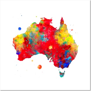 Australia Watercolor Map Painting Posters and Art